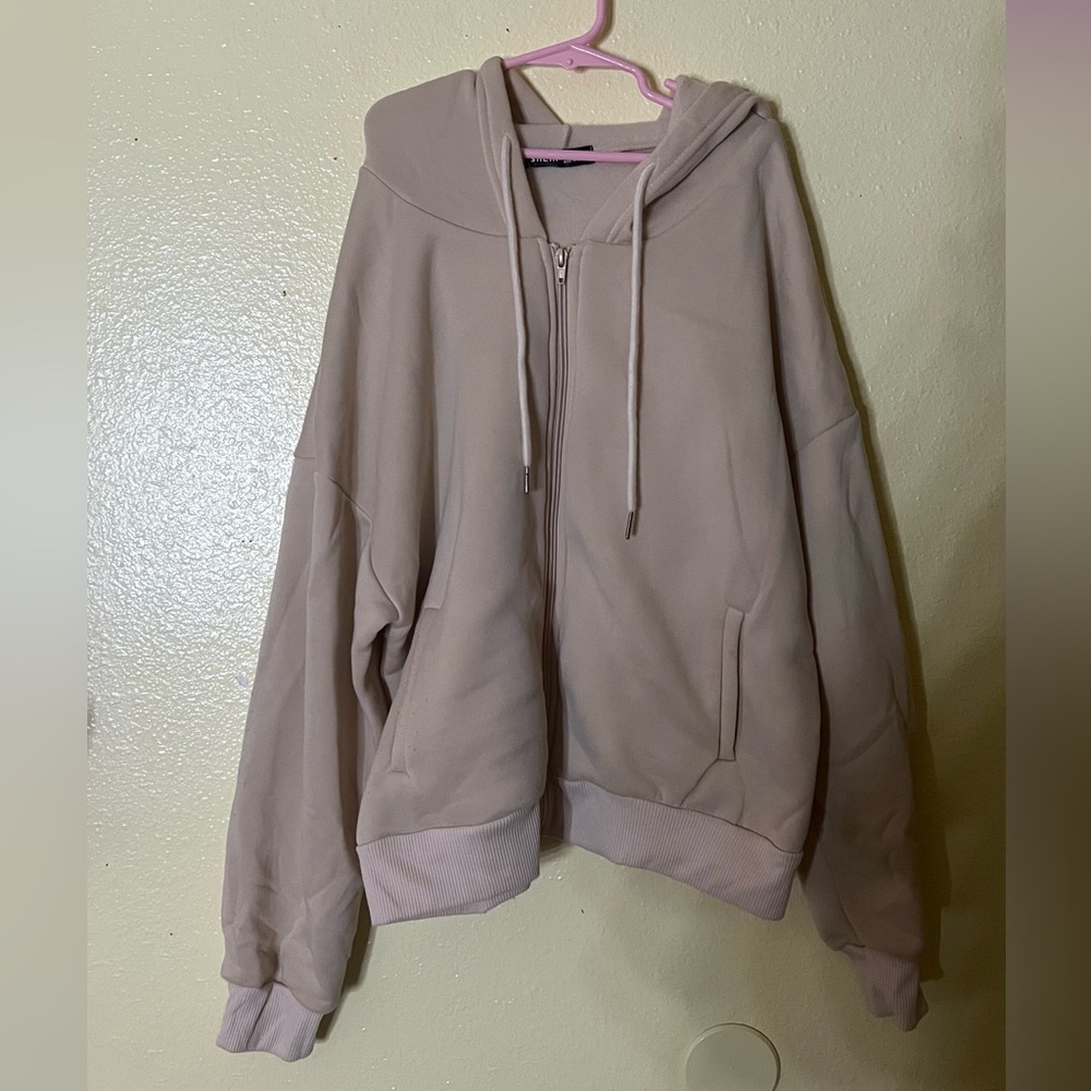 SHEIN Cream Zip-Up Hoodie